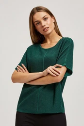 Marisse Emerald Oversized Sweater With Metallic Thread