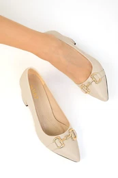 Beige Women's Classic Heeled Shoes 18477