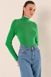 15825 Pletenina Turtleneck - zelena