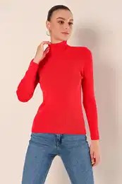 15825 Pulover za pletenine Turtleneck - rde