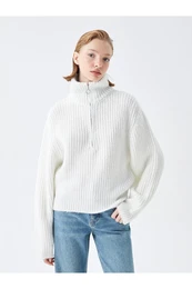 High Collar Plain Long Sleeve Women's Knitwear Sweater