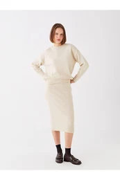 Lcwk Women's Elastic Waist Plain Knit Skirt