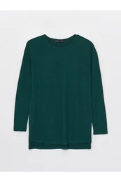 Crew Neck Plain Long Sleeve Oversize Women's Tunic