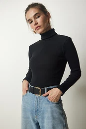 Srea Istanbul enska rna elva Rebrasta pletena bluza