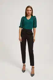 Lace blouse with puff sleeves