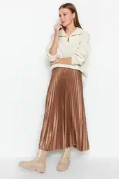 Mink Pleated Maxi Stretchy Knitted Skirt