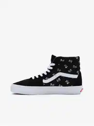 Black women's floral ankle sneakers with suede details V - Women's