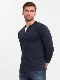 OMBRE Herren Longsleeve mit Knöpfen am Halsausschnitt OMBRE Herren Longsleeve mit Knöpfen am Halsausschnitt