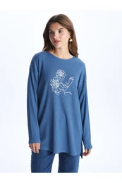 Crew Neck Printed Long Sleeve Oversize Women's Tunic