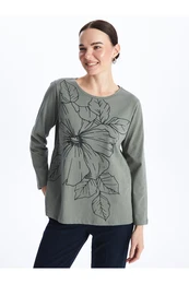 Crew Neck Printed Long Sleeve Women's T-Shirt