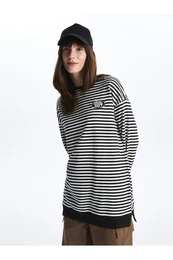 Crew Neck Striped Long Sleeve Women's Tunic