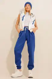 Trend Alaat Stili Women's Saks 3 Thread Inner Raised Jogging Sweatpants