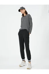 Jogger Sweatpants Ribbed Pocket Detailed