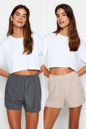 Beige-Multi Colorful 2-Pack Woven Shorts