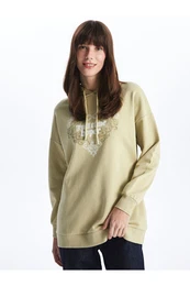 Hooded Printed Long Sleeve Women's Sweatshirt Tunic