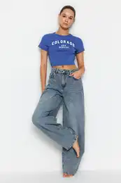 Blue Low Waist Skater Jeans
