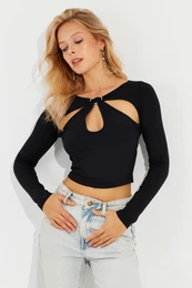Women's Black Blouse with Window B1933
