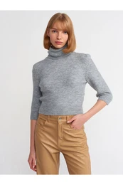 10306 Turtleneck Short Sleeve Crop Sweater-dark Gray