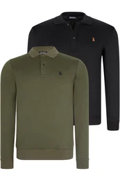DOUBLE SET V4007 MEN'S SWEATSHIRT-BLACK-KHAKI