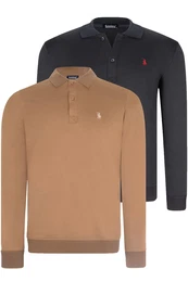 DOUBLE SET V4007 MEN'S SWEATSHIRT-NAVY-CAMEL