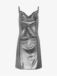 Women's metallic dress in silver color Melia - Women's