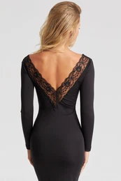 Women's Black Lace Detailed Midi Dress