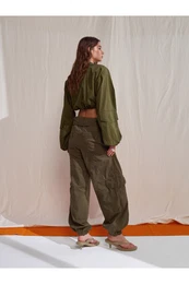 70928 Waist Fold Cargo Pants-Khaki
