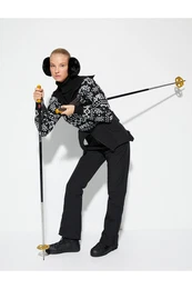 Knitted Sweater Half Zipper Wide Neck Patterned