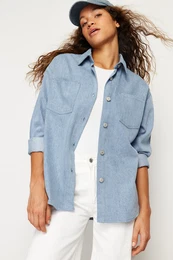 Blue Oversize Denim Shirt Jacket