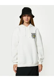 Printed Back Hooded Sweatshirt Long Sleeve Cotton