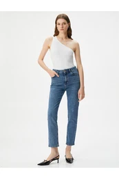 Slim Fit Jeans Standard Waist Straight Leg Flexible Cotton Pocket - Eve Slim Jean