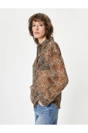 Leopard Patterned Shirt Long Sleeve Buttoned