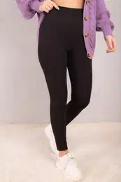 Women's Black High Waist Ribbed Leggings