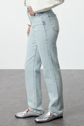 Ice Blue High Waist Straight Jeans