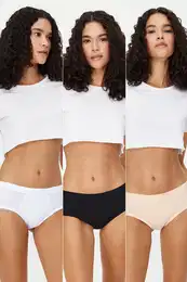 Black-White-Nude 3-Pack Cotton Culotte Knitted Briefs