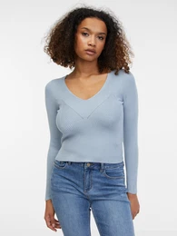 Light Blue Women's Ribbed Sweater - Women