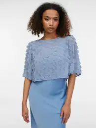 Light Blue Women's Floral Blouse - Women