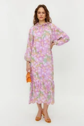 Pink Floral Lined Woven Chiffon Dress
