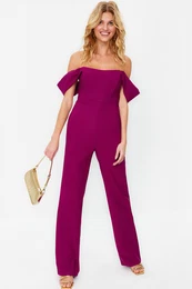 Plum Lined Underwire Woven Jumpsuit