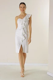 By Sayg One Shoulder Slit Evening Dress