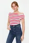 Bela, Rdeča Črtast Majice & Topi za dame image