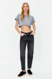 Black More Sustainable High Waist Mom Jeans