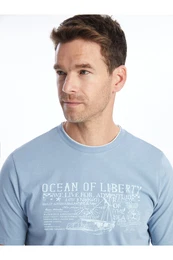 Men's Crew Neck Short Sleeve Printed Combed Combed T-Shirt
