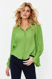 Khaki Spanish Sleeve Detailed Regular Normal Fit Woven Shirt