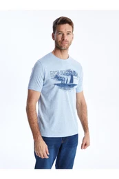 Men's Crew Neck Short Sleeve Printed Combed Combed T-Shirt