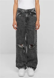 Women's Distressed 90's Wide Jeans - Black