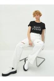 Crew Neck Printed Short Sleeve Cotton Women's T-Shirt