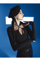 Women's Heart Collar Straight Long Sleeve Blouse