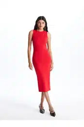 Women's Crew Neck Straight Bodycon Dress