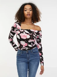 Pink-Black Women's Floral Top - Women
